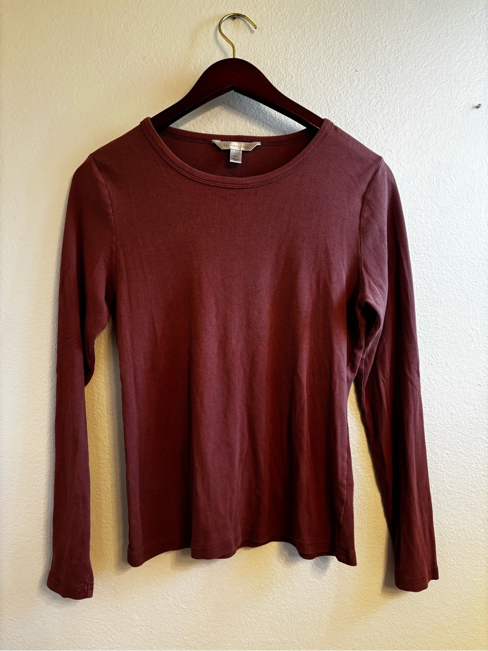 Banana Republic Long-Sleeve Crewneck Top in Burnt Orange